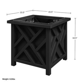 Pure Garden 15.5 in. L x 15.5 in. W x 16.5 in. H Polypropylene Garden Planter Box Black 50-LG1361