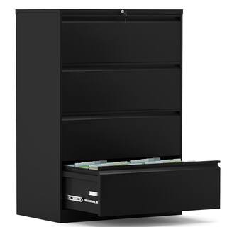 Hephastu 28.25 in. W x 52 in. H x 17.7 in. D Garage Storage Freestanding Cabinet with 4 Drawer Lateral File Cabinet in Black HD-4DB001