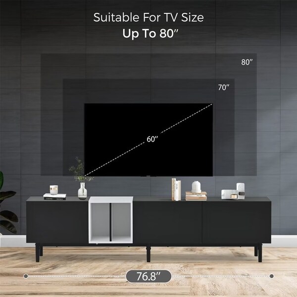 TV Stand for 80'' TV with 3 Doors，Entertainment Center - 83 inches