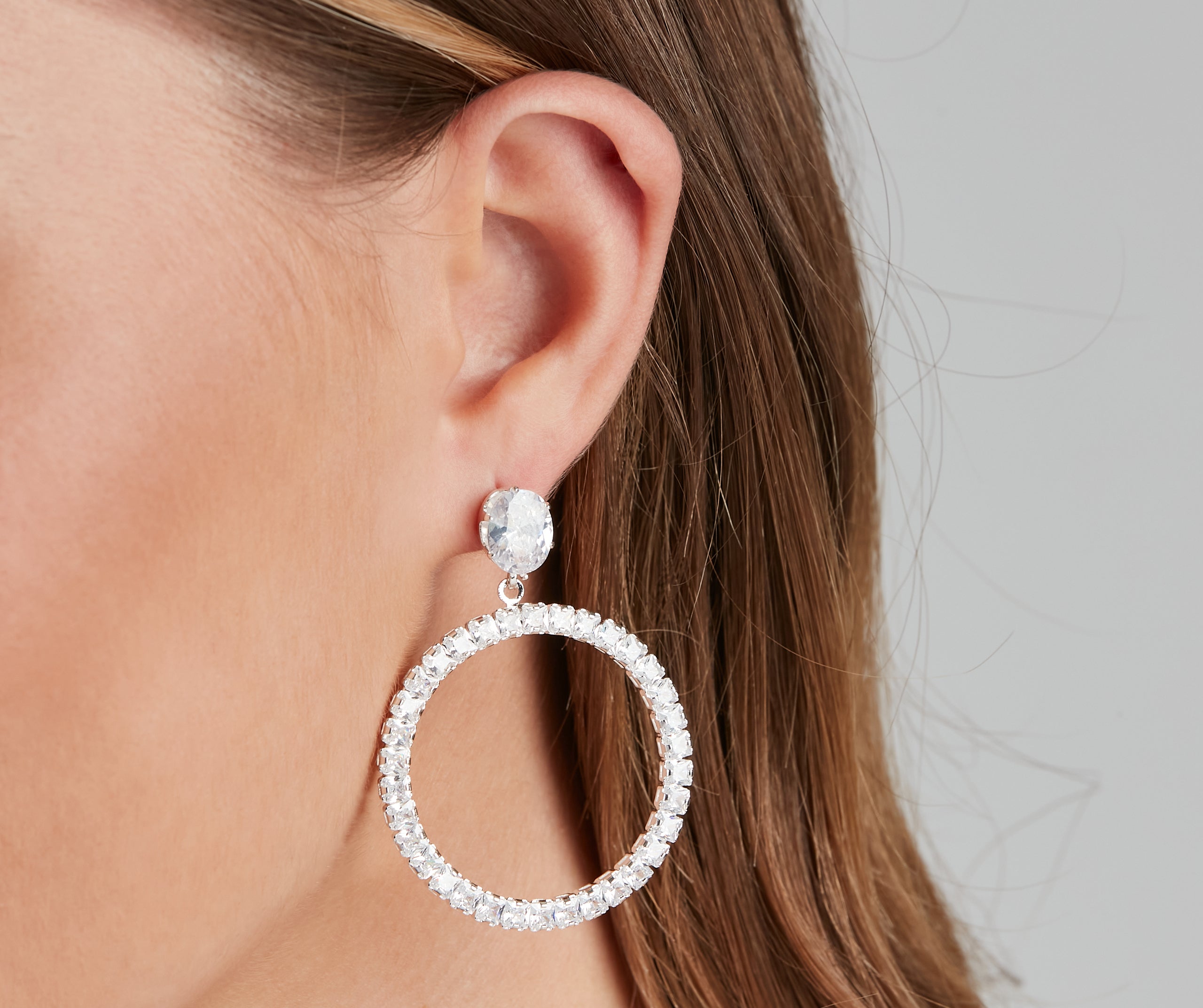 Glam Sparkle Rhinestone Stud Hoops