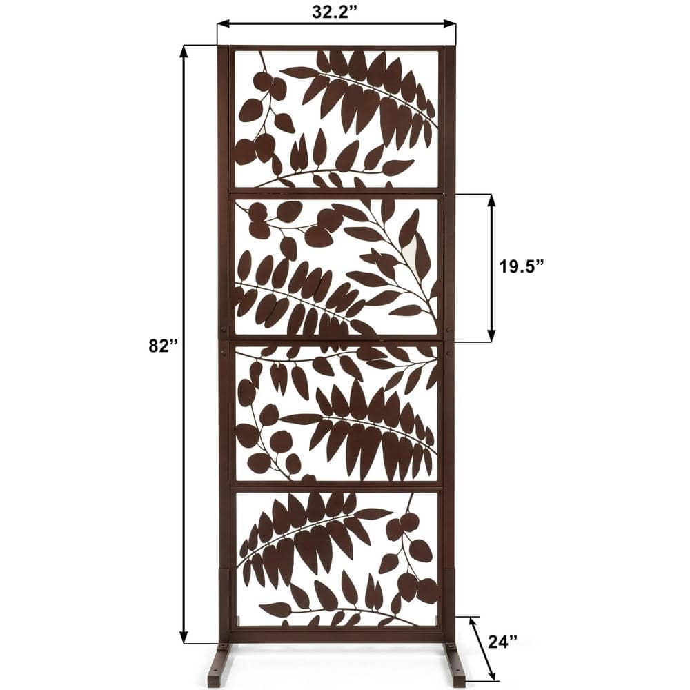 Ejoy 82 in. x 32.2 in. Heavy-Duty Iron Privacy Fence Screen for Outdoor Spaces MT_Treeleaves82x32x24inch