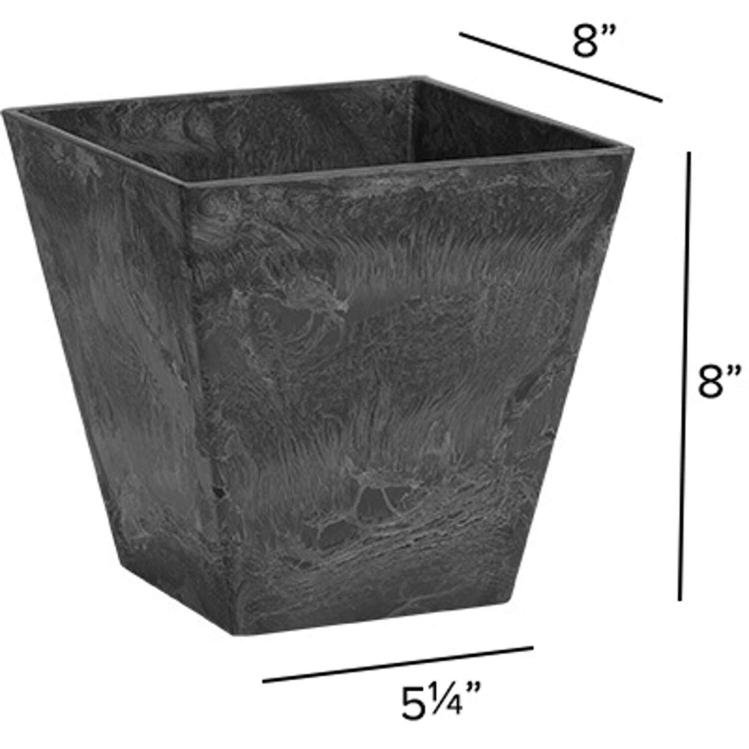 Novelty Artstone 8 in. H X 7.8 in. W X 7.8 in. D Resin Ella Planter Black