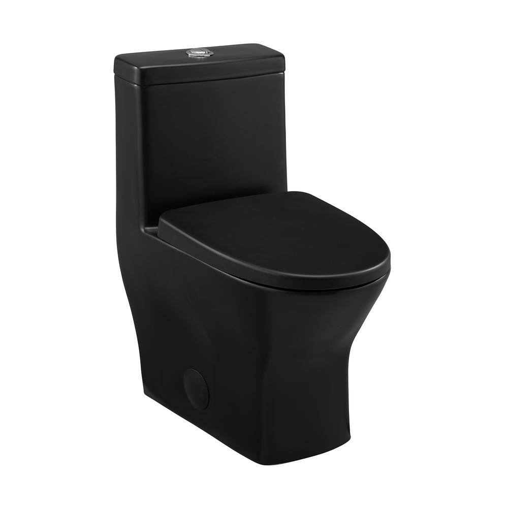 Swiss Madison Sublime II 1-Piece 1.11.6 GPF Toilet Dual Flush Round Toilet in Matte Black Seat Included SM-1T257MB