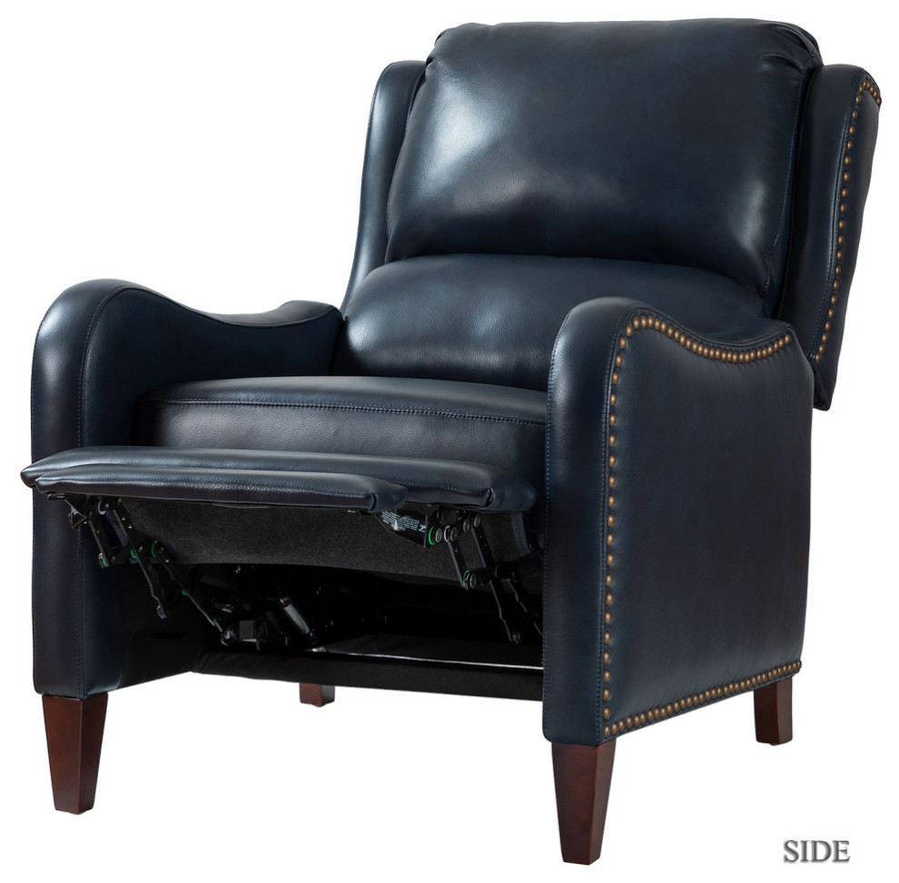 Genuine Leather Recliner With Nailhead Trim Set of 2   Transitional   Recliner Chairs   by Karat Home  Houzz