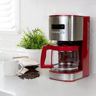 KENMORE Kenmore Aroma Control 12-Cup Programmable Coffee Maker Red and Stainless Steel Reusable Filter KKCM12Red