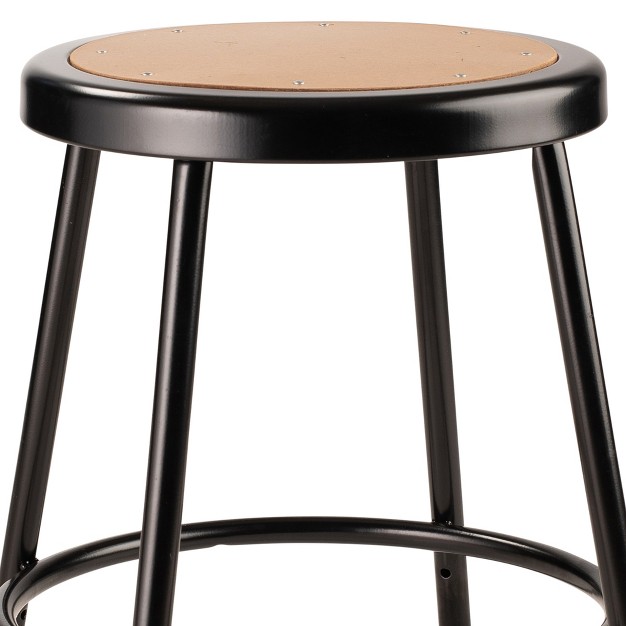 National Public Seating 6200 Series Heavy Duty 18 Inch Steel Stool With 1 Inch Round Seat Pan Supports Up To 500 Pounds Black Frame And Legs