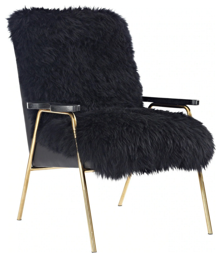 Isabella Black Sheepskin Armchair   Modern   Armchairs And Accent Chairs   by Rustic Home Furniture Deco  Houzz