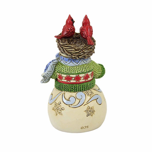 Jim Shore Snowman With Nest On Head Mini One Figurine 3 75 Inches Heartwood Creek Cardinals 6012957 Resin Multicolored