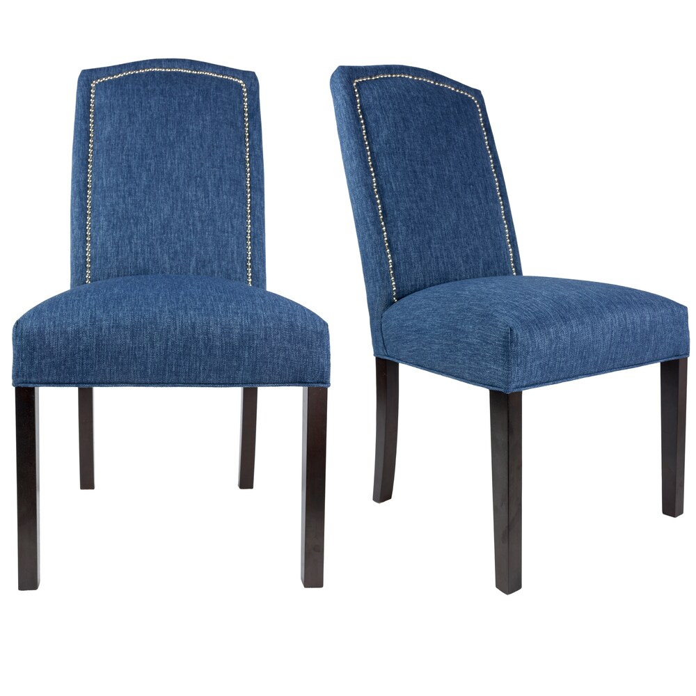 Camel Back Upholstered Fabric Dining Chair (set of 2)   21 inches w. x 26 inches d. x 42 inches h