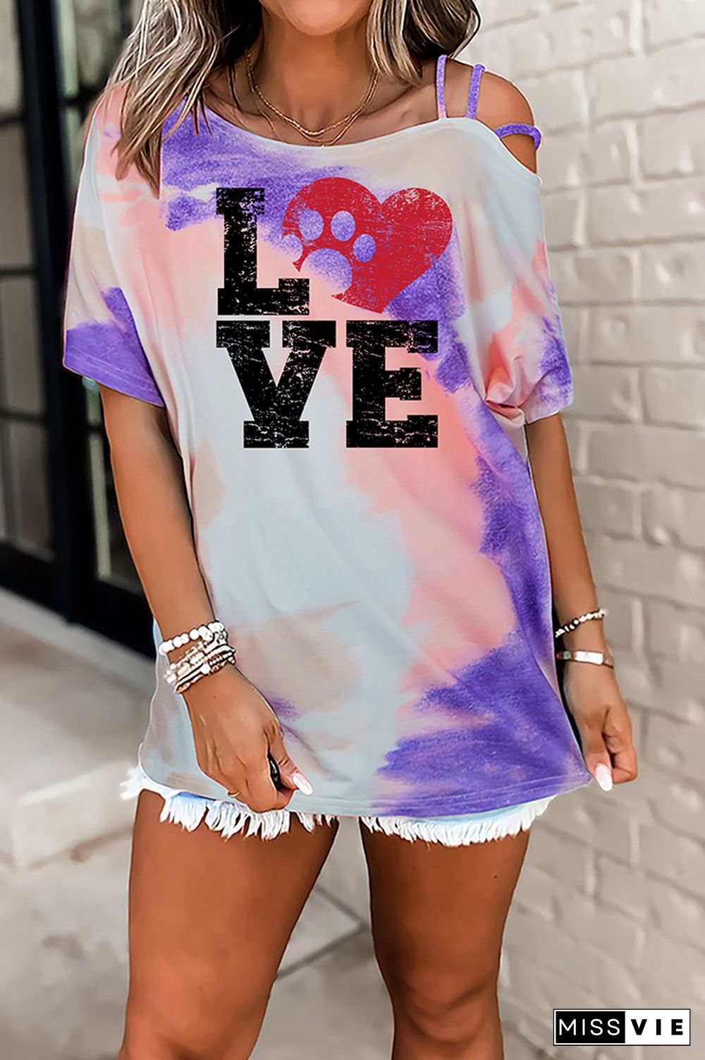 LOVE Printed Tie Dyed Tee