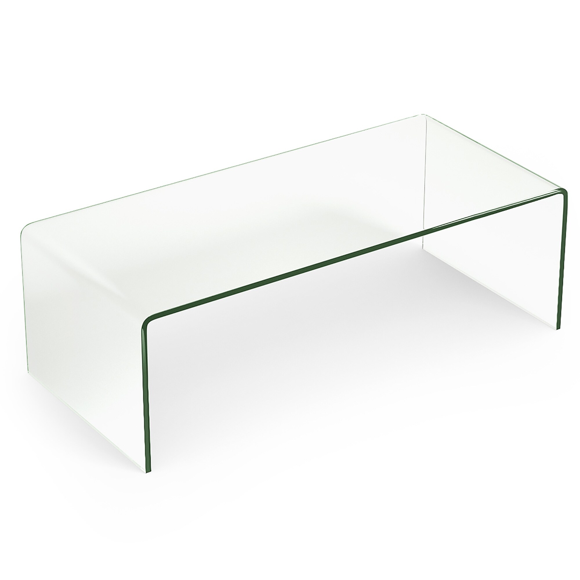 Glass Coffee Table Modern Clear Tempered Glass Table with Round Edges