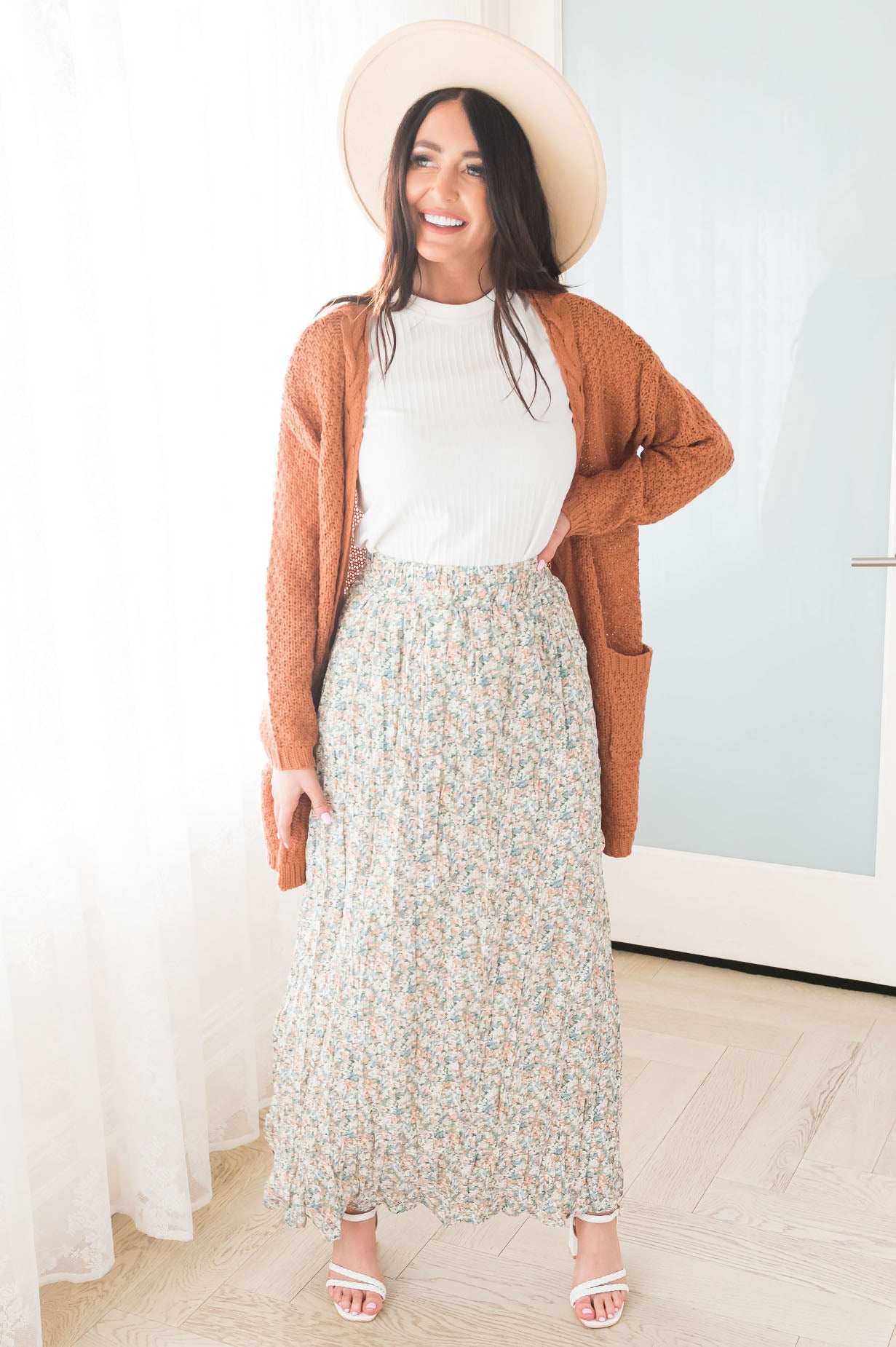 Ditzy Floral Textured Maxi Skirt