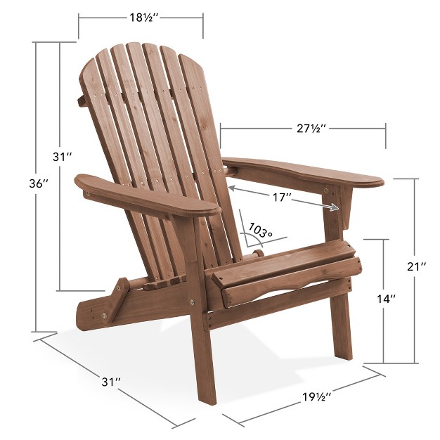 Casafield Folding Adirondack Chair Cedar Wood Outdoor Lounge Chairs For Patio Lawn And Garden Seating Partially Pre assembled