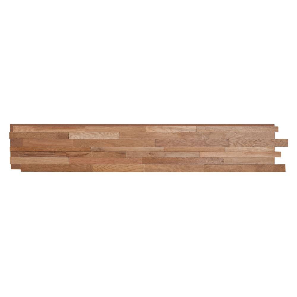 American Pro Decor 12 in. x 7-78 in. x 47-14 in. Oak 3D Solid Hardwood Interlocking Wall Plank 5APD10928