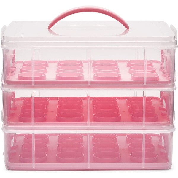 3 Tier Cupcake Carrier with Lid， Holds 36 Cupcakes (13.5 x 10.25 x 10.75 In)