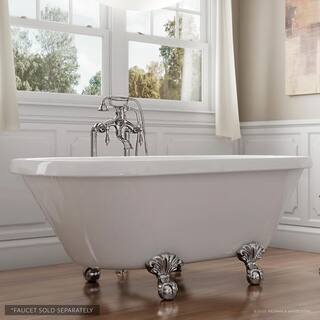 PELHAM  WHITE W-I-D-E Series Dalton 60 in. Acrylic Clawfoot Bathtub in White Ball-and-Claw Feet Drain in Polished Chrome PW82024-PC