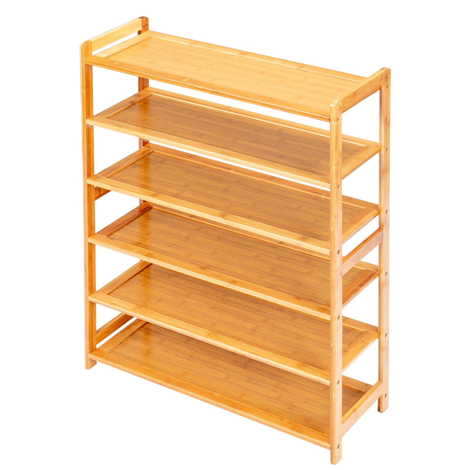 Ktaxon 6 Tiers Bamboo Shoe Storage Rack Sturdy Shoe Shelf Shoe Stand Closet Organizer， 18-24 Pairs， Wood Color