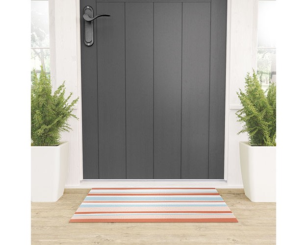 Sunshinecanteen Mesa Desert Pastel Stripes Looped Vinyl Welcome Mat Society6