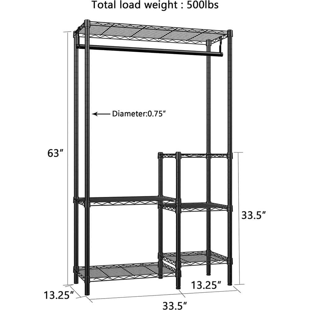 6-Tiers 16 Pots Metal Storage Rack Planter with Hanger Rod for Living Room Balcony and Garden Black B09MCVM9MV