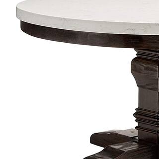 Acme Furniture Nolan 54 in. Round White Marble Top and Salvage Dark Oak Marble Top with Wood Frame (Seats 4) 72845