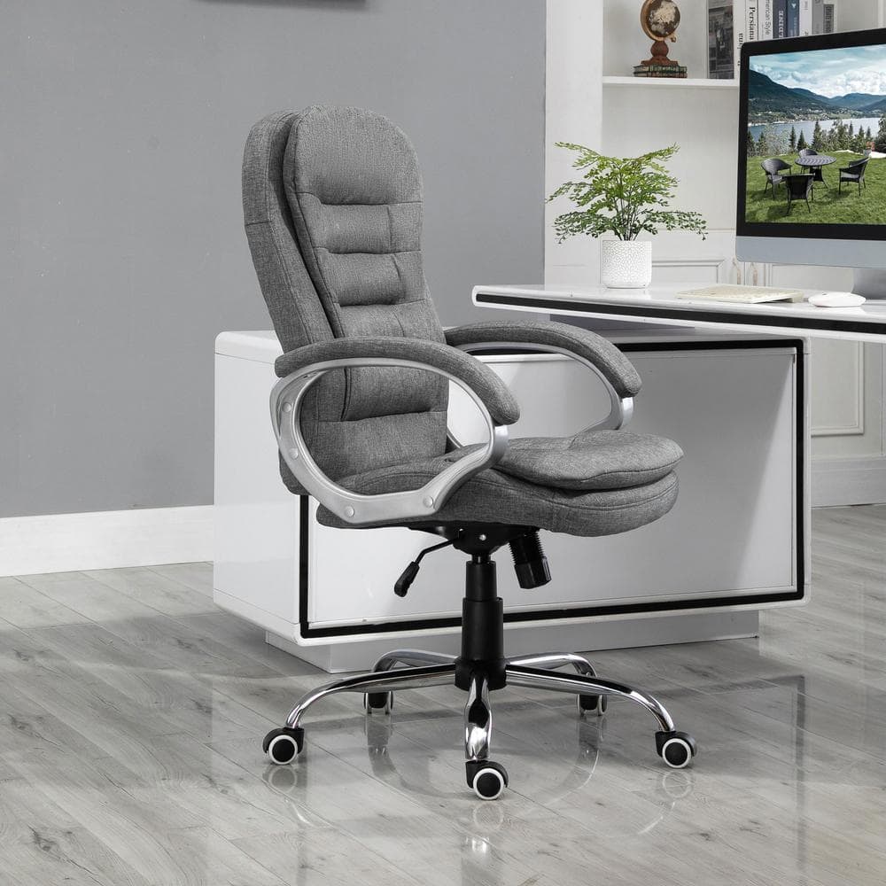 Vinsetto Grey Adjustable Height Ergonomic High Back Home Office Chair with Armrests 921-170V80