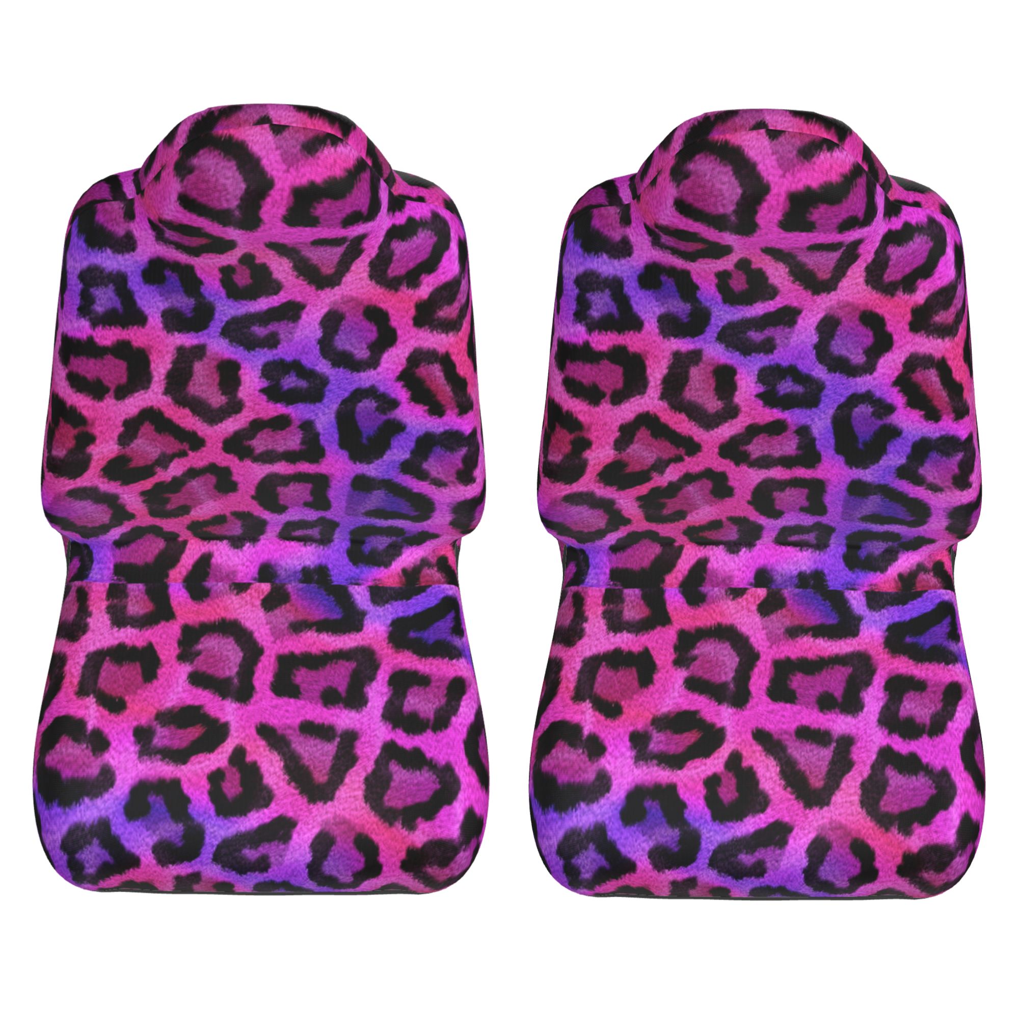 ZICANCN Car Seat Cover Purple Leopard Print Car Front Seat Covers Protectors ， Automotive Seat Covers for Cars Trucks Suv