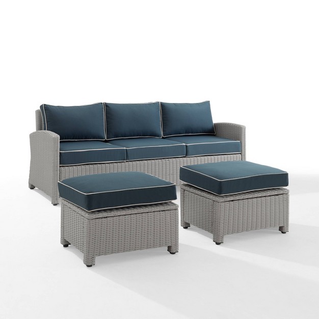 Crosley 3pc Bradenton Wicker Outdoor Patio Seating Set