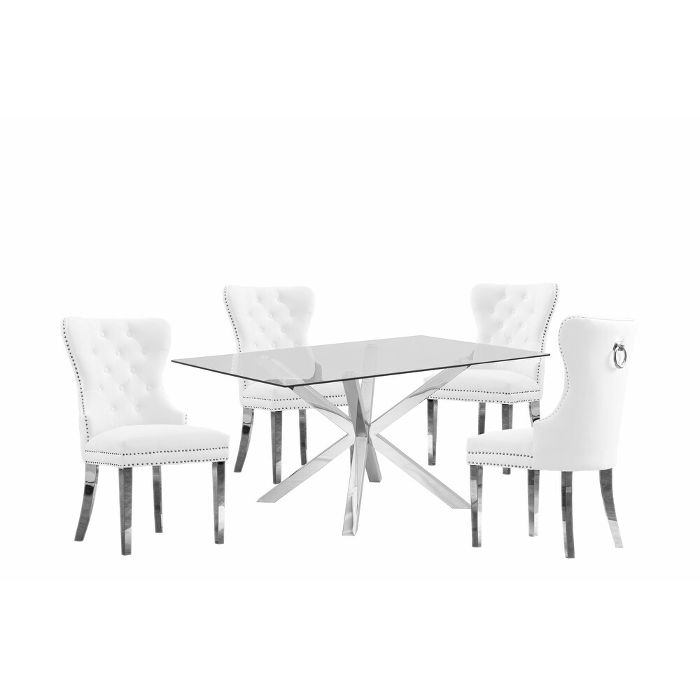 Best Quality Furniture 5 piece Dining Set With Glass Table