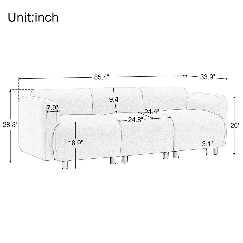 Modern 3 seat Cloud Sofa  Livingroom Deep Sofa Sectional Couch