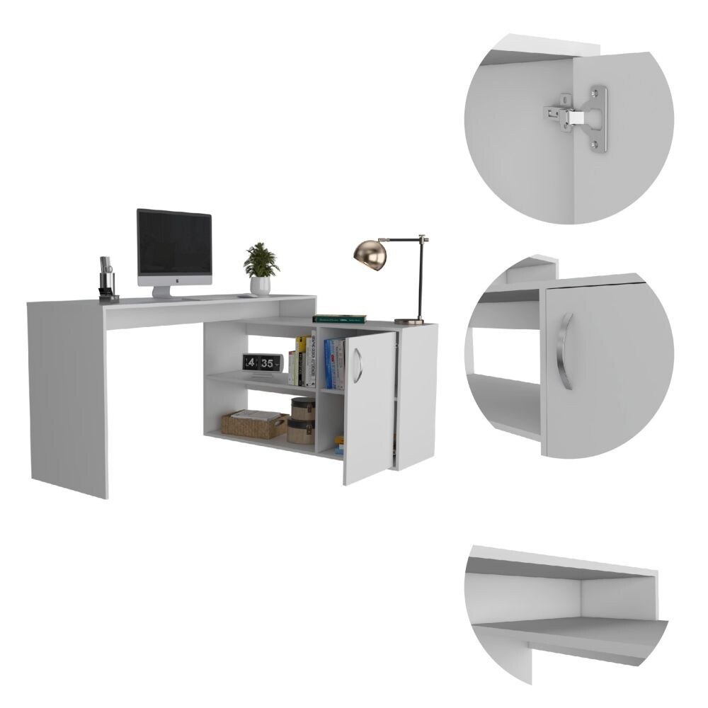 Boston L Shaped Desk  Single Door Cabinet And 2 Interior Shelves