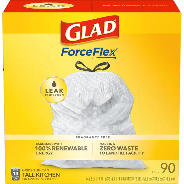 Glad 90-Count 13 Gallon White Tall Kitchen Drawstring Trash Bags