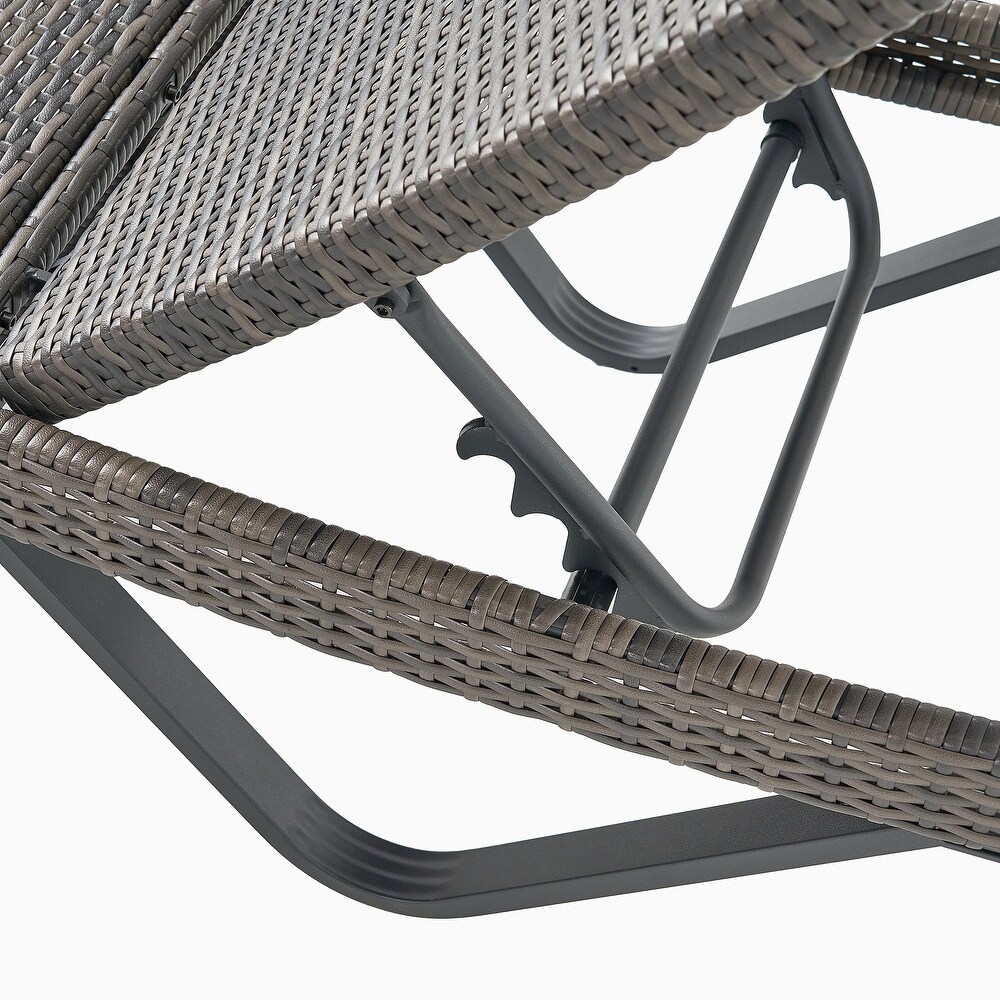 Grey Wicker Outdoor Adjustable Chaise Lounge  Set of 1