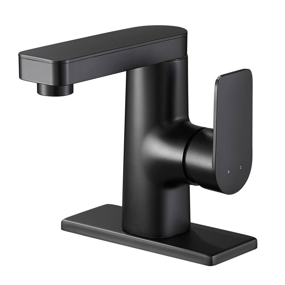 Zalerock Minimalist Single Handle Single Hole Bathroom Faucet in Matte Black WFMP003