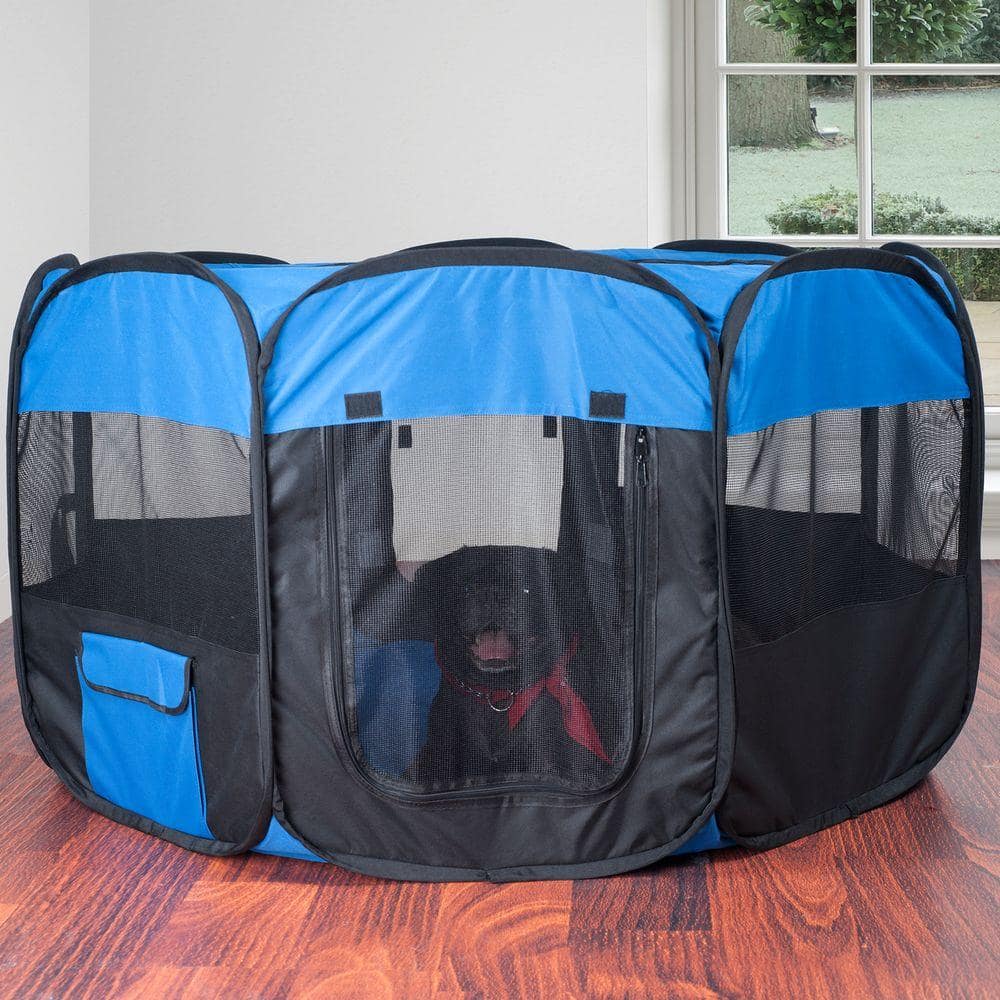 PAW 42 in. x 42 in. Pet Pop-Up Playpen Deluxe with Canvas Carrying Bag 80-D120H