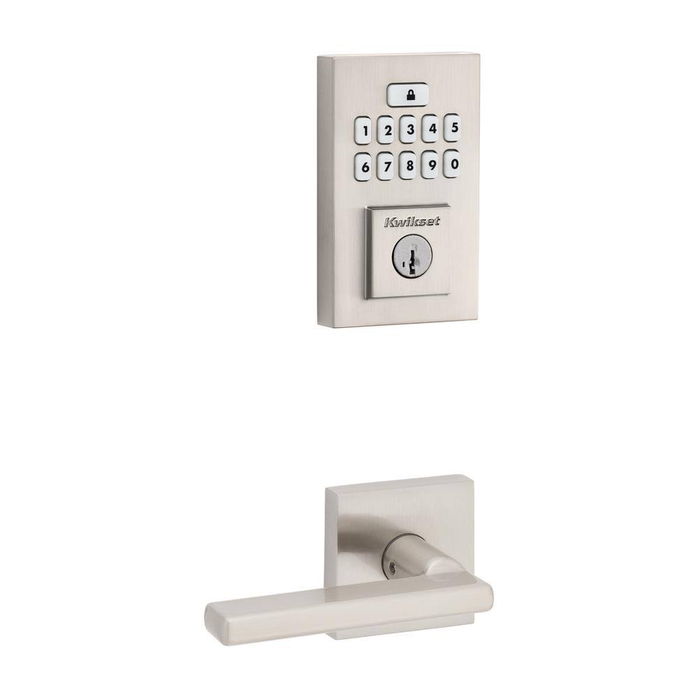 Kwikset SmartCode 260 Contemporary Satin Nickel Keypad Electronic Deadbolt Feat SmartKey wHalifax HallCloset Lever Combo Pack 9260CNT720HFL15