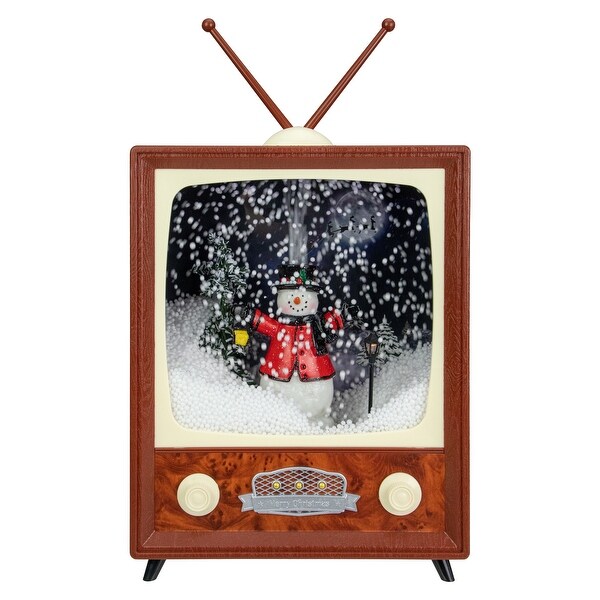 12 LED Lighted Musical Snowing Snowman TV Set Christmas Decoration