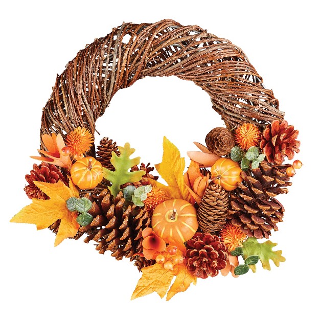 Collections Etc Rustic Fall Harvest Door Wreath Decoration