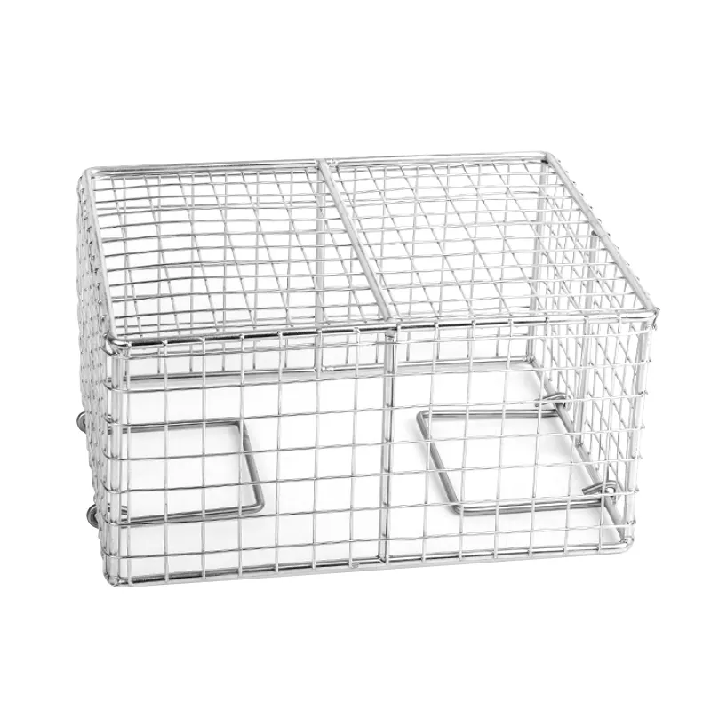 Wholesale Stainless Steel Wire Basket Kitchen Storage Metal Mesh Picnic Basket for Camping   Hiking