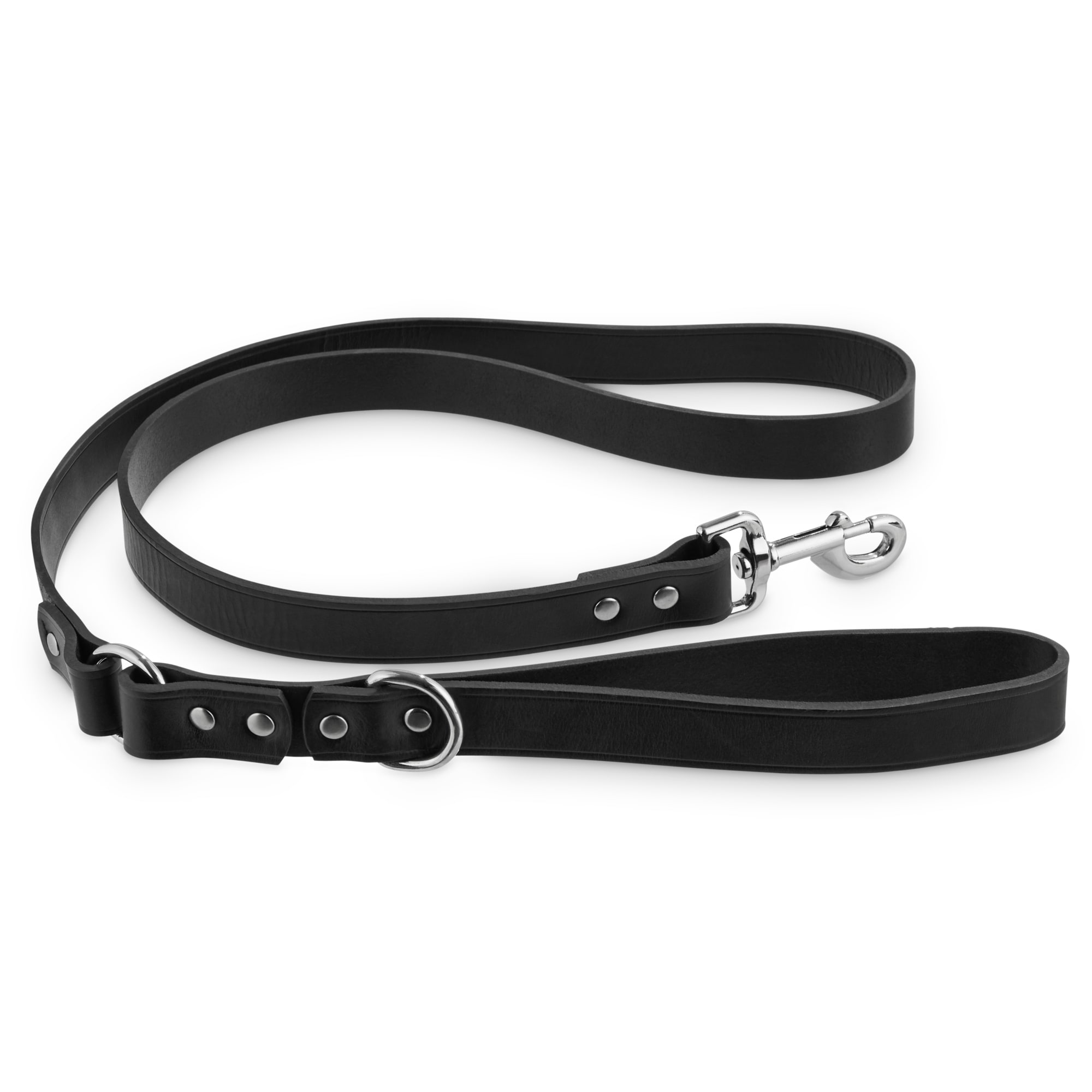 Bond  Co. Black Leather Dog Leash， 5 ft.