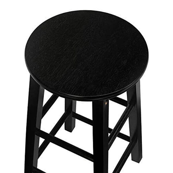 PJ Wood Classic Round-Seat 29 Inch Tall Kitchen Counter Stools， Black， Set of 2 - 20.9