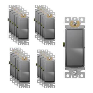 ENERLITES 15 Amp Single Pole DecoratorRocker Light SwitchSpace Gray (20-Pack) 91150-SG-20PCS