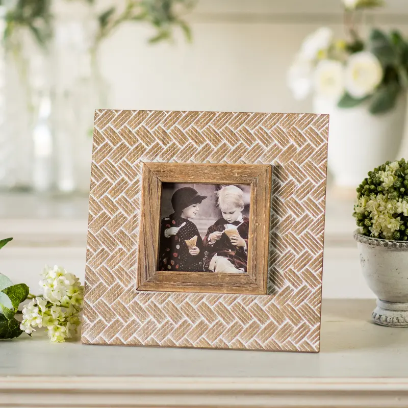 4x4 Square Whitewash Wooden Picture Frame