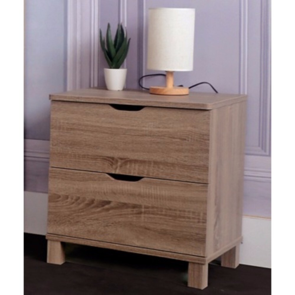 Urbane Brown Finish Nightstand With 2 Drawers On Metal Glides. - - 18077809