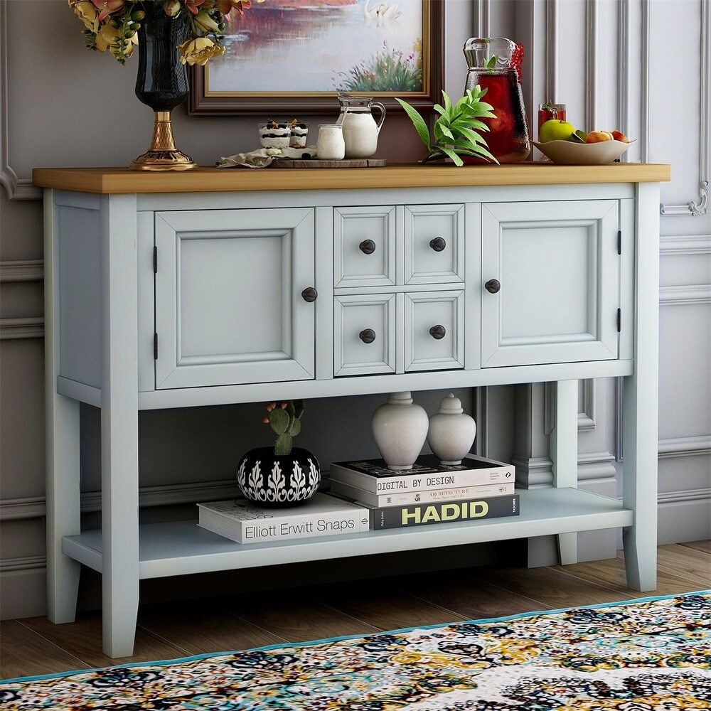 Merax Sideboard Console Table with Bottom Shelf and Drawers