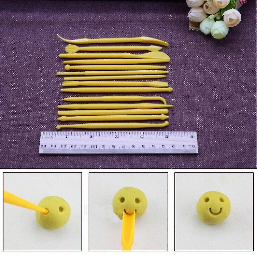 14pcs Set Plastic Crafts Clay Modeling Tool For Shaping And Sculpting By Yueton (yellow)