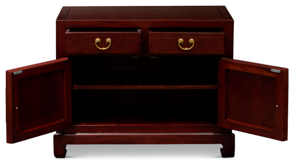 Cherry Finish Elmwood Chinese Petite Ming Media Cabinet   Asian   Entertainment Centers And Tv Stands   by China Furniture and Arts  Houzz