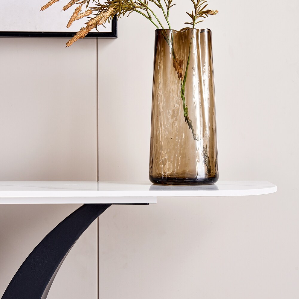 Black Modern Sintered Stone Console Table  Unique Design  Versatile Use