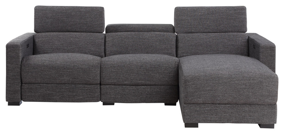 Zara Dark Gray Polyester Fabric Power Reclining Sectional   Transitional   Sectional Sofas   by Steve Silver  Houzz