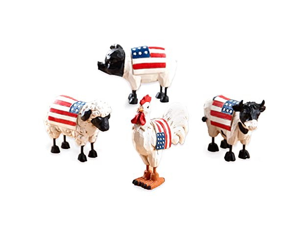 The Lakeside Collection Patriotic Farm Figurines Rustic Farmhouse Set Pieces With Americana Decor Set Of 4