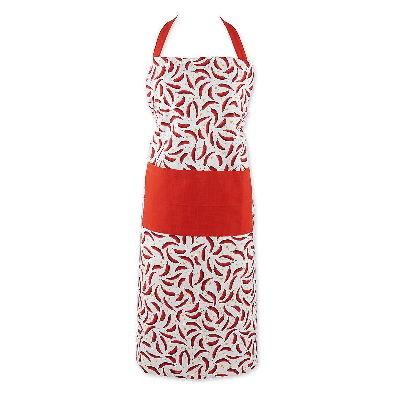 35 Red and White Chilis Printed Apron with Pocket